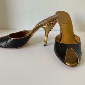 Gucci Tom Ford Studded black and gold bronze  studded heels